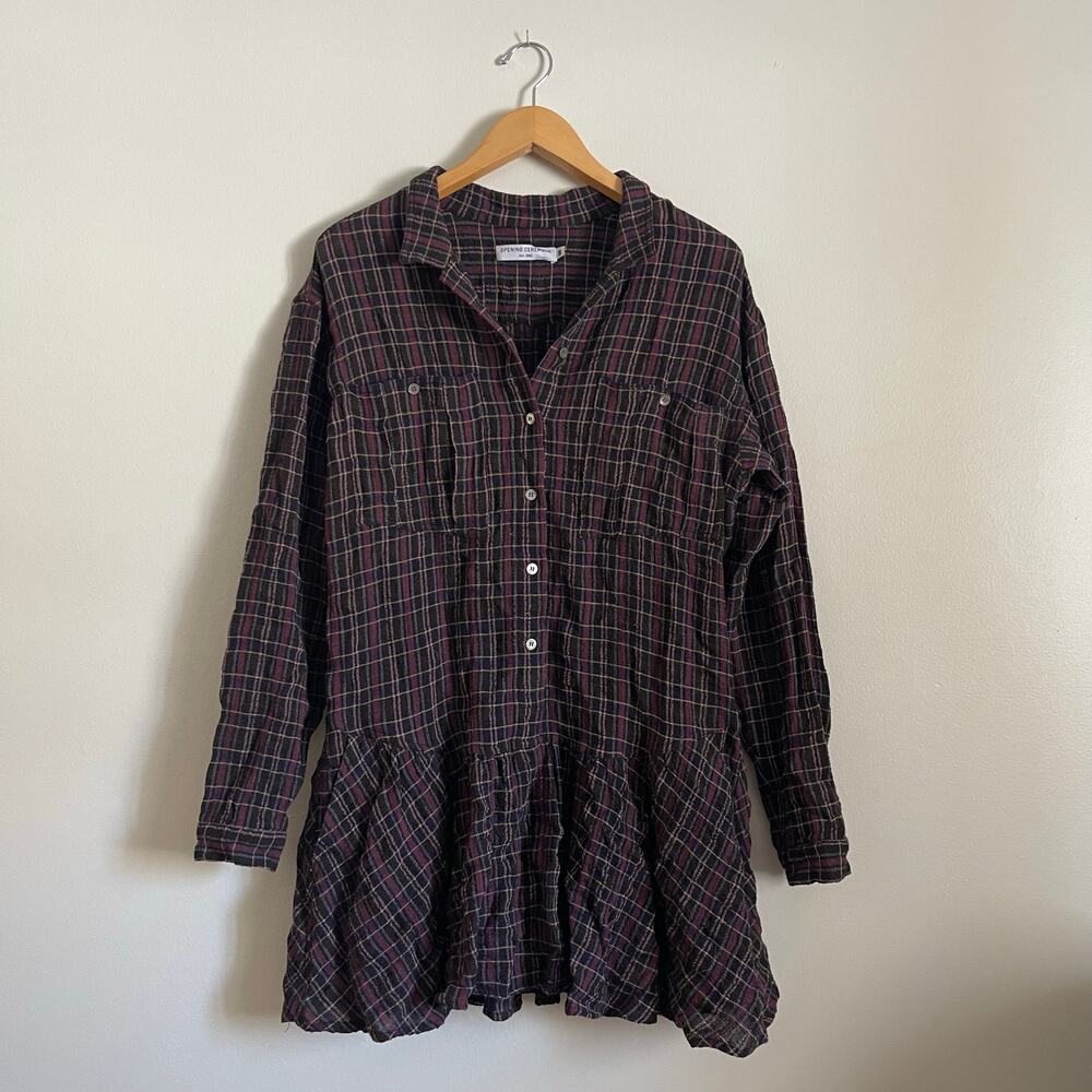 Opening Ceremony • Plaid Button Up Tunic Dress